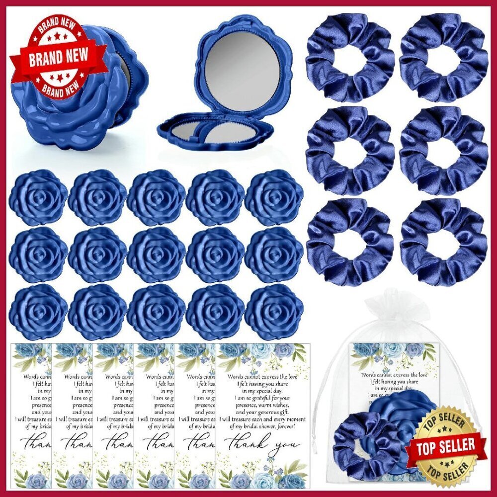 30-Piece Bridal Shower Favor Set with Rose Mirrors & Scrunchies